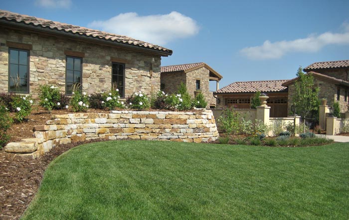 Siloam Stone retaining wall built for residence in Flying Horse.