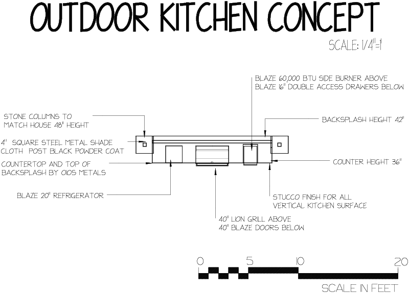 An outdoor kitchen design for a residence in Black Forest, Colorado.
