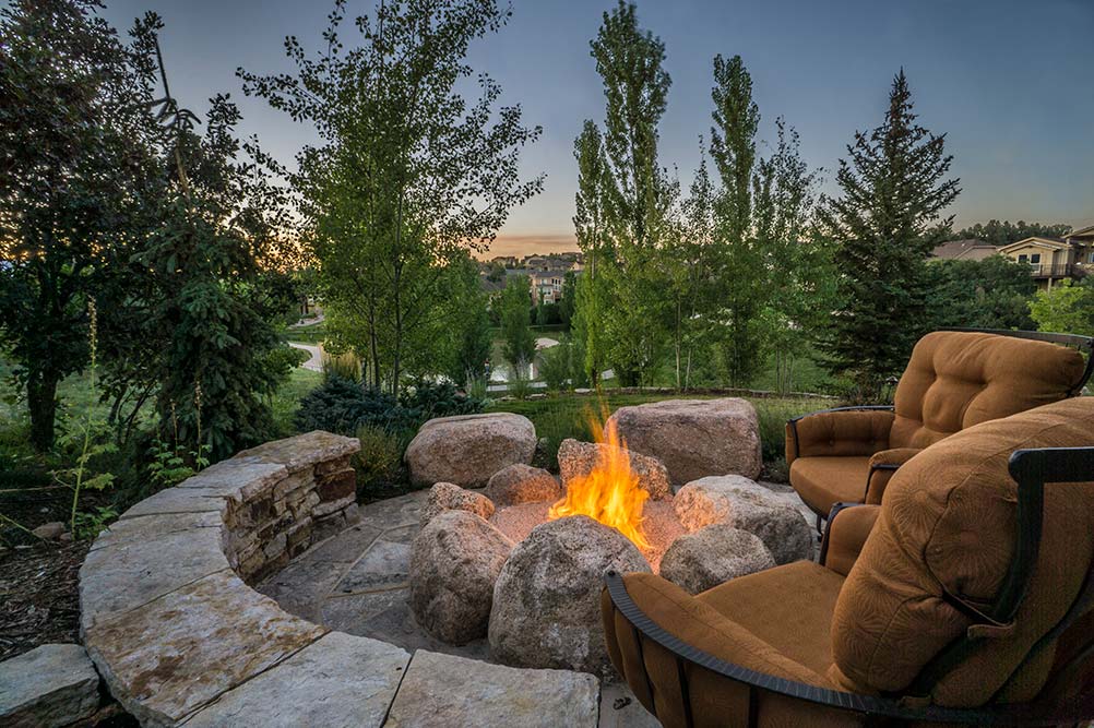 Landscape Design with Fire Pit and View