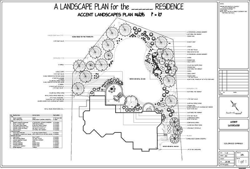 Landscape design plan for residence in Colorado Springs, CO.